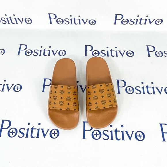 MCM Womens Cognac Monogram Print Rubber Slides US 7 EU 37 - Picture 3 of 7
